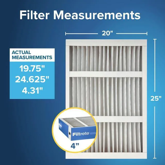 Alt view image 2 of 7 - 20x25x4 AC Furnace Air Filter, MERV 13, MPR 1900, Premium Allergen, Bacteria & Virus Filter, Electrostatic Air Cleaning Filter, 2-Pack (Actual Size 19.75 x 24.62 x 4.31 in)