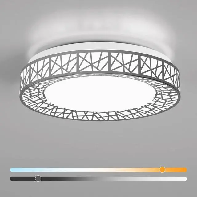 Main image of 16 Inch Bird's Nest Flush Mount Ceiling Light, 28W, 5CCT 2700K-6500K Selectable, Modern LED Ceiling Light Fixture, Dimmable, for Bedroom, Kitchen, Closet, Brushed Nickel, ETL Listed