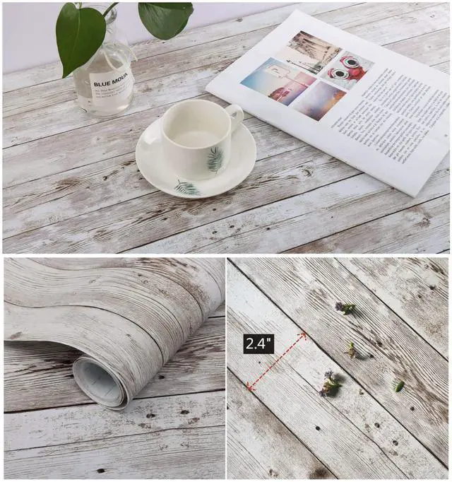Alt view image 2 of 7 - Heroad Contact Paper Peel and Stick Wallpaper Wood Grain Contact Paper for Cabinets Countertop Waterproof Removable Wallpaper Self Adhesive Decorative Shiplap Papel Tapiz para Pared 17.7''x78.7''