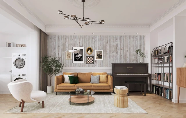 Alt view image 7 of 7 - Heroad Contact Paper Peel and Stick Wallpaper Wood Grain Contact Paper for Cabinets Countertop Waterproof Removable Wallpaper Self Adhesive Decorative Shiplap Papel Tapiz para Pared 17.7''x78.7''