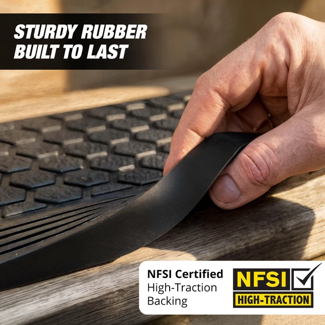 Alt view image 4 of 7 - Rubber Stair Treads Outdoor 30" x 10" 6-Pack - Heavy-Duty Non-Slip Rubber Outdoor Stair Treads Non-Slip Weather Resistant, Exterior Rubber Mats for Wooden Steps, Anti Slip Step Covers by