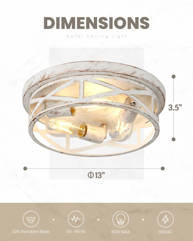 Alt view image 3 of 7 - 13 inch White and Gold Flush Mount Ceiling Light Fixtures,3-Light Modern Hallway Light Fixtures Ceiling, White and Gold Light Fixture Ceiling Mount for Farmhouse,Kitchen, Bedroom 2 Pack