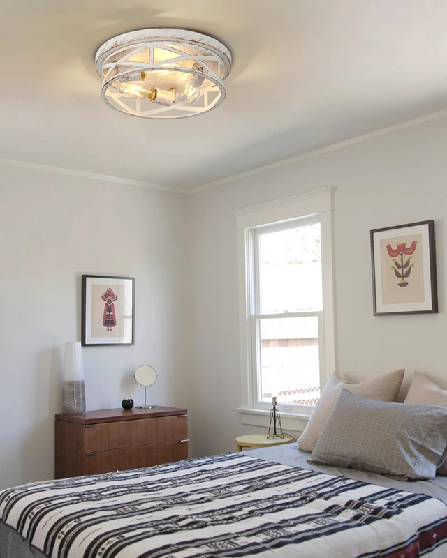 Alt view image 6 of 7 - 13 inch White and Gold Flush Mount Ceiling Light Fixtures,3-Light Modern Hallway Light Fixtures Ceiling, White and Gold Light Fixture Ceiling Mount for Farmhouse,Kitchen, Bedroom 2 Pack