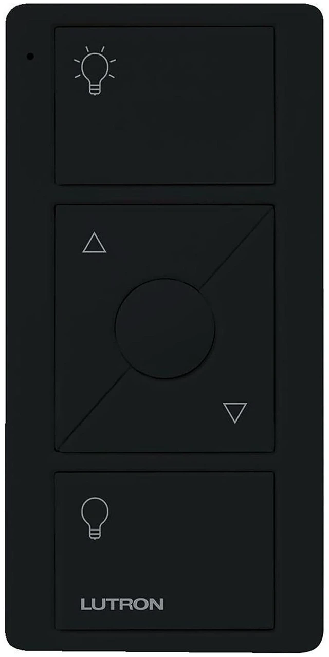 Main image of Pico Remote for Caseta Smart Dimmer Switch, 3-Button Control Wireless remote with raise/lower and preset lighting level, for table top or wallmount use, PJ2-3BRL-GBL-L01, Black