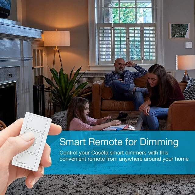Alt view image 3 of 5 - Pico Remote for Caseta Smart Dimmer Switch, 3-Button Control Wireless remote with raise/lower and preset lighting level, for table top or wallmount use, PJ2-3BRL-GBL-L01, Black