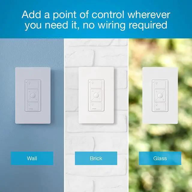 Alt view image 4 of 5 - Pico Remote for Caseta Smart Dimmer Switch, 3-Button Control Wireless remote with raise/lower and preset lighting level, for table top or wallmount use, PJ2-3BRL-GBL-L01, Black