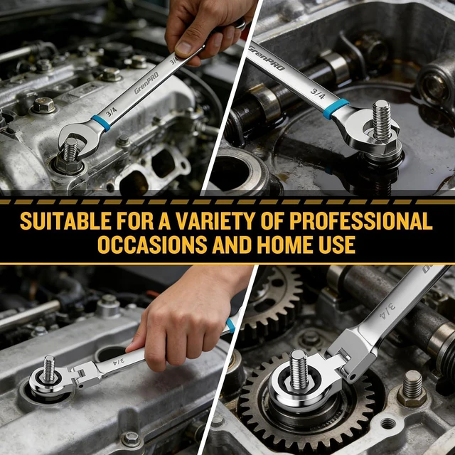 Alt view image 7 of 7 - 23PC Flex Head Ratcheting Wrench Set SAE & Metric Mechanic Tools 1/4"-3/4"&6-18MM Bolt Gauge, CR-V Steel 72-Tooth 180-Degree Flex Head 12Pt, Color Rings, Roll Pouch For Auto & Home Repair