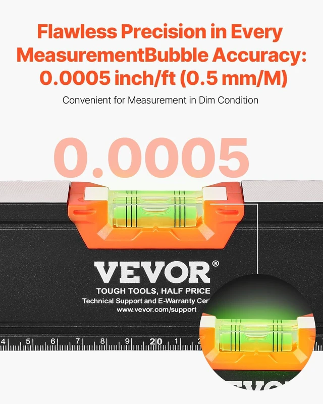 Alt view image 2 of 7 - 6-Piece Torpedo Level, 78/48/32/24/16/10 Inch All Magnetic Levels Set, Bubble Vials Ruler for 45/90/180 Degree, Aluminum Alloy Magnetic Box Leveler Tool, Shock-Resistance, SAE and Metric Scale