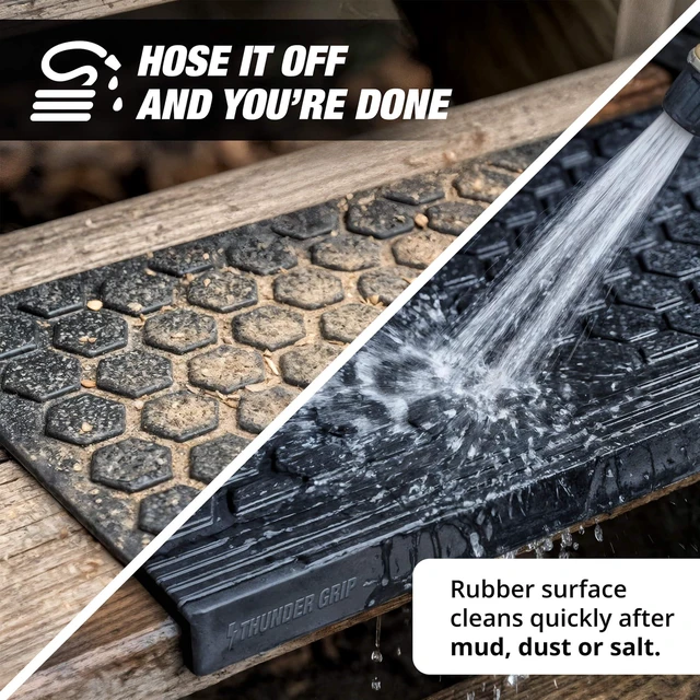 Alt view image 7 of 7 - Rubber Stair Treads Outdoor 30" x 10" 6-Pack - Heavy-Duty Non-Slip Rubber Outdoor Stair Treads Non-Slip Weather Resistant, Exterior Rubber Mats for Wooden Steps, Anti Slip Step Covers by