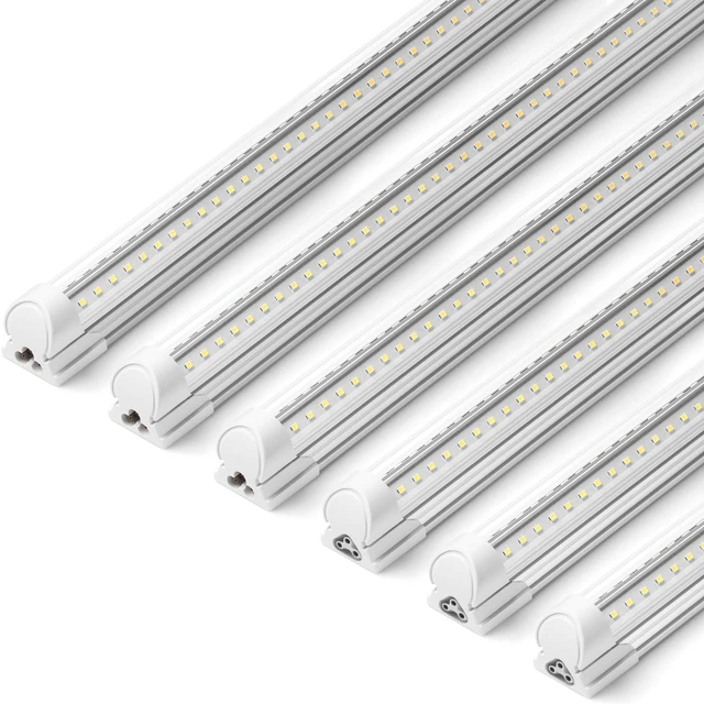 Main image of T8 LED Shop Lights, 3FT 30W 4600LM 6500K, 6 Pack, High Output Tube 3 Foot for Garage Workshop and Workbench Use, Super Bright White, Ceiling Mount, Linkable to 8, Aluminum V Shape Clear Cover