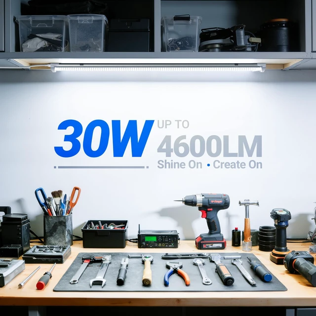 Alt view image 2 of 7 - T8 LED Shop Lights, 3FT 30W 4600LM 6500K, 6 Pack, High Output Tube 3 Foot for Garage Workshop and Workbench Use, Super Bright White, Ceiling Mount, Linkable to 8, Aluminum V Shape Clear Cover