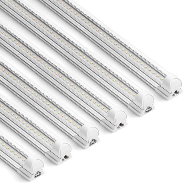 Main image of T8 LED Shop Lights, 3FT 30W 4600LM 5000K, 6 Pack, High Output Tube 3 Foot for Garage Workshop and Workbench Use, Daylight White, Easy Ceiling Mount, Linkable to 8, Aluminum V Shape Clear Cover
