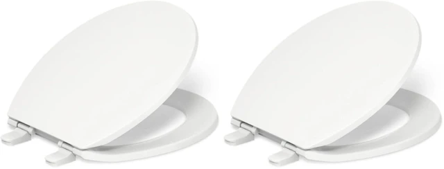 Main image of 20111-0 Brevia, Slow Close Toilet Seat, Round Toilet Seat, Grip-Tight Bumpers Quick-Attach Hardware, White (Pack of 2)