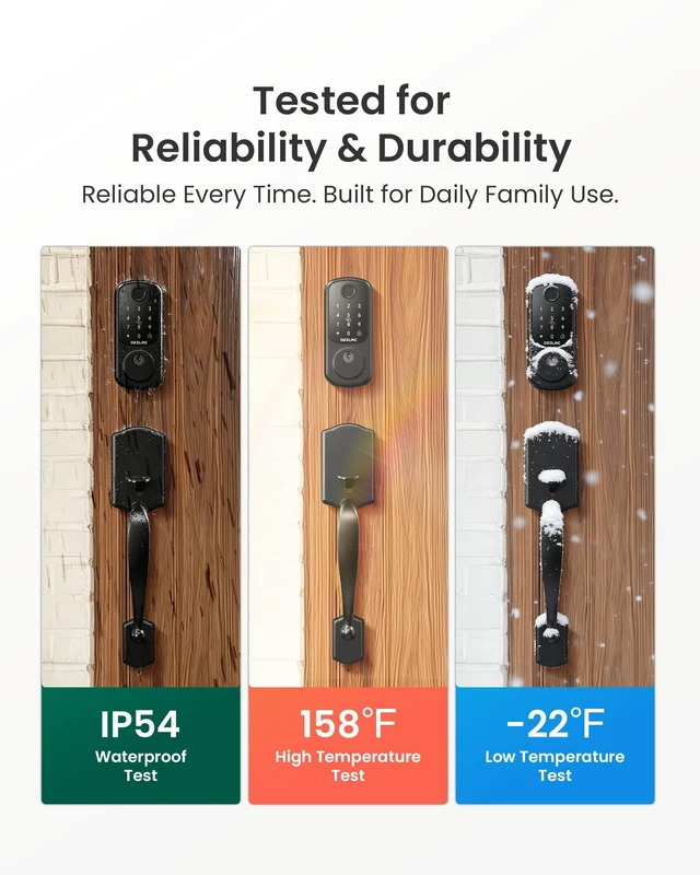 Alt view image 7 of 7 - B200 Smart Front Door Lock Handle Set, Fingerprint & App Control Fingerprint, Bluetooth App Control, Remote Access Sharing, Fob Unlock, Auto Lock, User Management, IP54 Waterproof