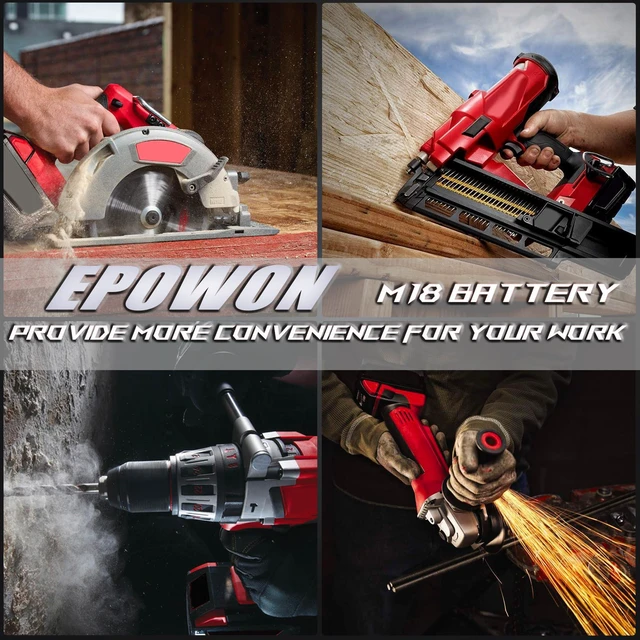 Alt view image 7 of 7 - 2 Pack Replace for Milwaukee M18 Battery 5.0ah and Charger Combo,Compatible with Milwaukee M18 Cordless Power Tools 18V Lithium Battery 48-11-1850 48-11-1840 48-11-1860