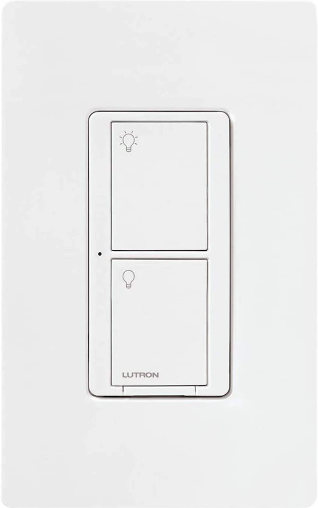 Alt view image 2 of 7 - Caseta Original Smart Switch for Lights & Fans (Smart Hub Required) For Caseta systems, with wallplate, 5 amp, single-pole/3-way, neutral required, PDW-5ANS-WH-A, White