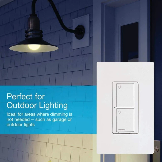 Alt view image 6 of 7 - Caseta Original Smart Switch for Lights & Fans (Smart Hub Required) For Caseta systems, with wallplate, 5 amp, single-pole/3-way, neutral required, PDW-5ANS-WH-A, White