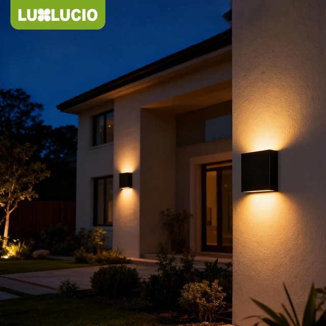 Alt view image 2 of 7 - 2 Pack Indoor Outdoor Black Up and Down LED Wall Light, Modern Bedroom/Porch Wall Lamp, IP65 Waterproof, 5%-100% Dimmable 18W 1620lm, 5CCT (2700K-5000K), CRI 90+, 120V-277V