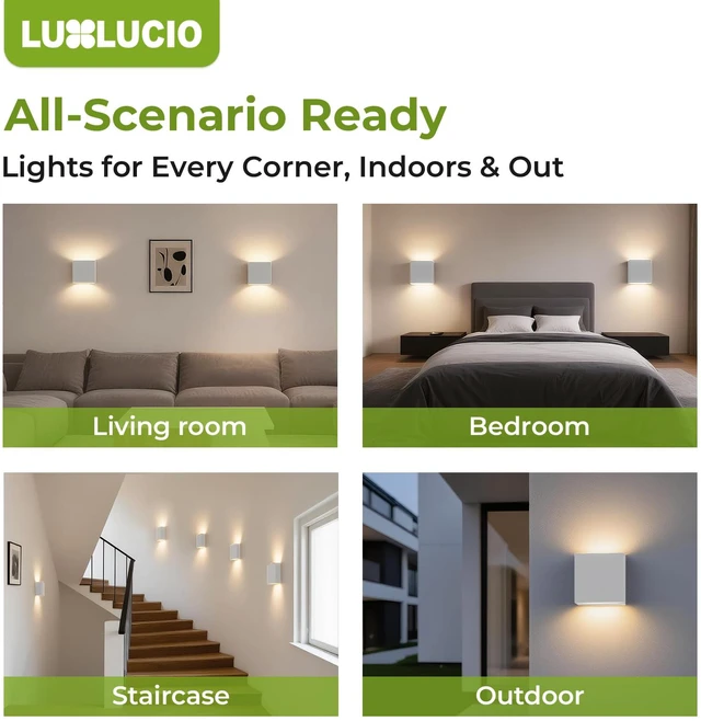Alt view image 3 of 7 - 2 Pack Bright Silver Up and Down LED Wall Sconce, IP65 Waterproof Indoor Outdoor Wall Lamp, 18W 1620lm 5%-100% Dimmable, 5CCT 2700K-5000K, CRI90+, 120V-277V Modern Lighting for Bedroom Porch