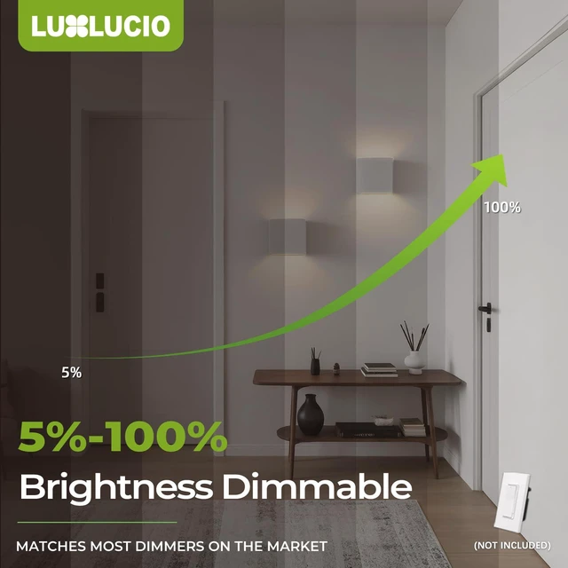 Alt view image 5 of 7 - 2 Pack Bright Silver Up and Down LED Wall Sconce, IP65 Waterproof Indoor Outdoor Wall Lamp, 18W 1620lm 5%-100% Dimmable, 5CCT 2700K-5000K, CRI90+, 120V-277V Modern Lighting for Bedroom Porch