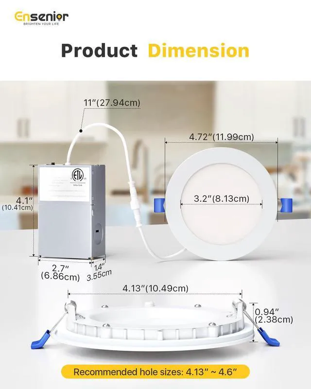 Alt view image 5 of 7 - 16Pack 4 Inch LED Recessed Ceiling Light, 6CCT, 750LM 9W 120V 2700K-6000K Selectable, 5%-100% Dimmable, Ultra-Thin Canless Wafer Downlight, Aluminum, Damp Rated, ETL&FCC&IC