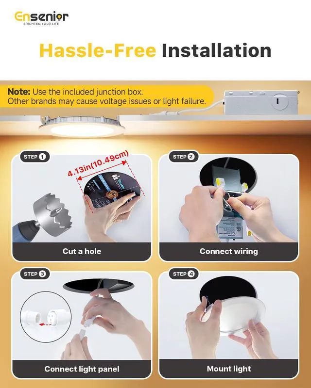 Alt view image 6 of 7 - 16Pack 4 Inch LED Recessed Ceiling Light, 6CCT, 750LM 9W 120V 2700K-6000K Selectable, 5%-100% Dimmable, Ultra-Thin Canless Wafer Downlight, Aluminum, Damp Rated, ETL&FCC&IC