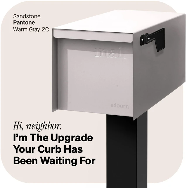 Alt view image 2 of 7 - Post Mount Outdoor Mailboxes - Large Decorative Mailbox for Letters and Packages - Weatherproof Construction - Durable Steel - Magnetic Closure - 9.5 H x 9.5 W x 20.75 D - Sandstone