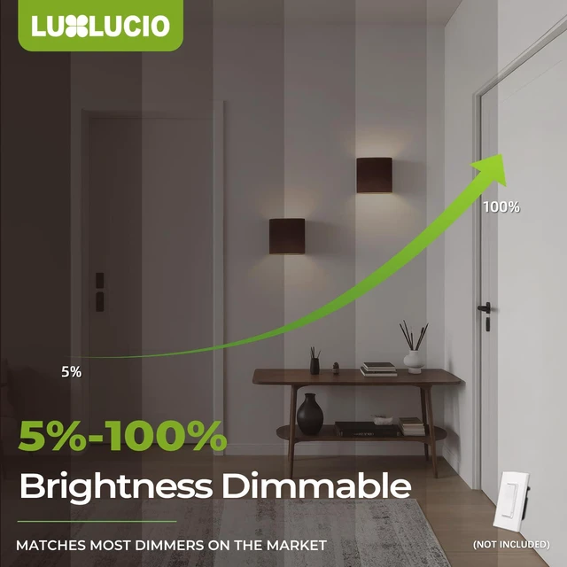 Alt view image 6 of 7 - 2 Pack Indoor Outdoor Brown Up and Down LED Wall Light, Modern Bedroom/Porch Wall Lamp, IP65 Waterproof, 5%-100% Dimmable 18W 1620lm, 5CCT (2700K-5000K), CRI 90+, 120V-277V, ETL FCC Certified