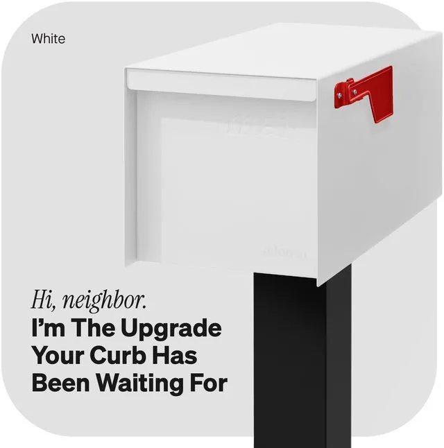 Alt view image 2 of 7 - Post Mount Outdoor Mailboxes - Large Decorative Mailbox for Letters and Packages - Weatherproof Construction - Durable Steel - Magnetic Closure - 9.5 H x 9.5 W x 20.75 D - White