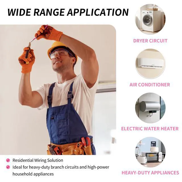 Alt view image 5 of 7 - 10/3 NM-B Cable 50 FT, UL Listed 10 Gauge Indoor Wire with Ground Solid Bare Copper, No CCA, 3 Conductors Plus Ground, Durable Pink NM-B Jacket, Easy to Strip, for Dry Locations, 30 Amp, 600V
