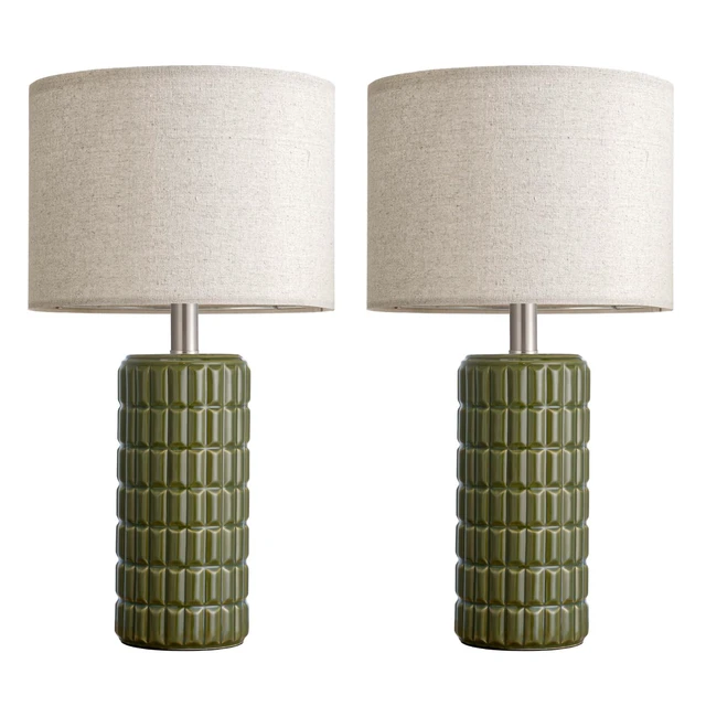 Alt view image 7 of 7 - 23" Modern Ceramic Table Lamps Set of 2, Lamps for Bedroom, Green Lamps for Living Room, Bedroom, Bedside, Night Stands, End Table, Desk, Farmhouse Home Decor