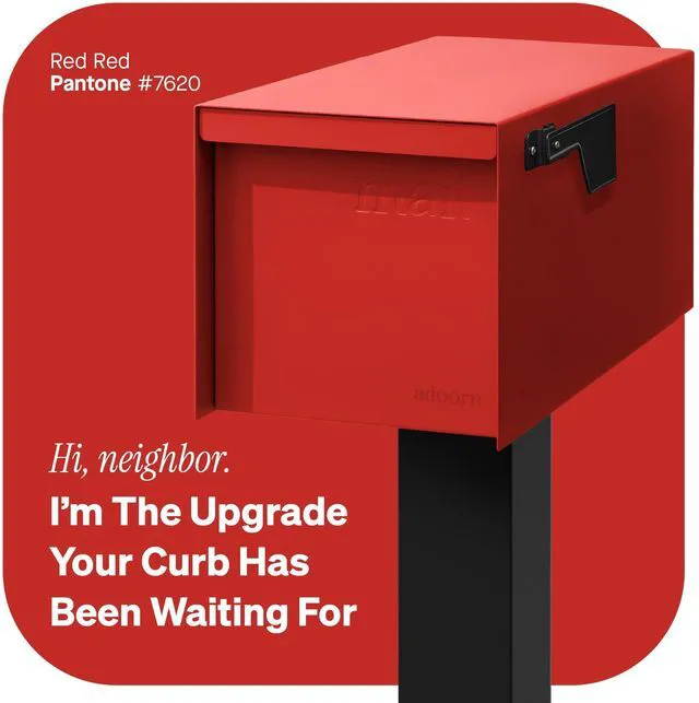 Alt view image 2 of 7 - Post Mount Outdoor Mailboxes - Large Decorative Mailbox for Letters and Packages - Weatherproof Construction - Durable Steel - Magnetic Closure - 9.5 H x 9.5 W x 20.75 D - Red