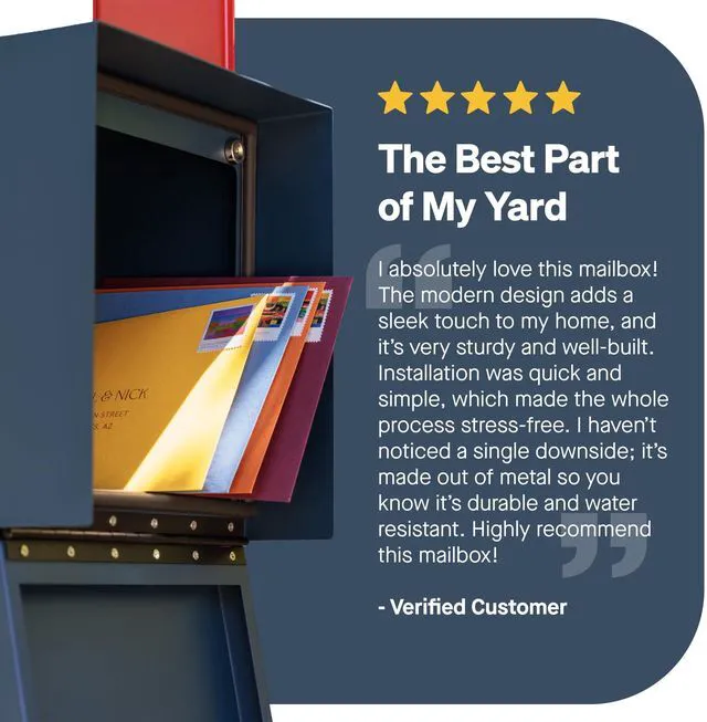 Alt view image 5 of 7 - Post Mount Outdoor Mailboxes - Large Decorative Mailbox for Letters and Packages - Weatherproof Construction - Durable Steel - Magnetic Closure - 9.5 H x 9.5 W x 20.75 D - Malbec