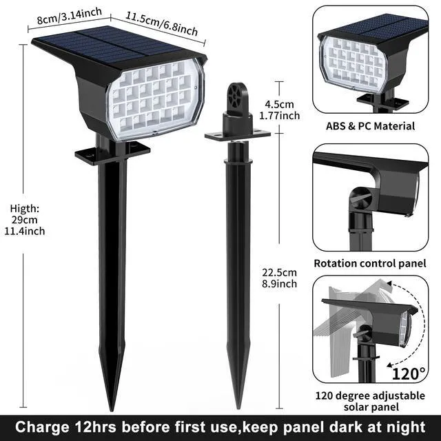 Alt view image 7 of 7 - Solar Spot Lights Outdoor Spotlight Christmas 12 Pack Color Changing 46LED, 3 Mode, Auto On/Off Landscape Spotlights Solar Powered Flood Lights for Outside Pathway Yard Garden House Walkway Tree