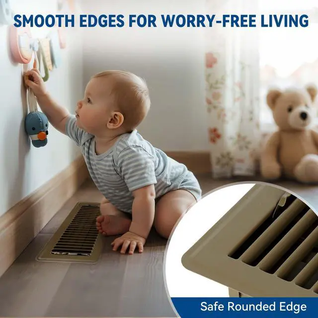 Alt view image 3 of 7 - 4" x 10" Floor Register Vent Covers 10-Pack, Brown Floor Vent Walkable Powder-Coated Metal Vent Covers with Adjustable Airflow, Curved Safe Edges for Home Floor