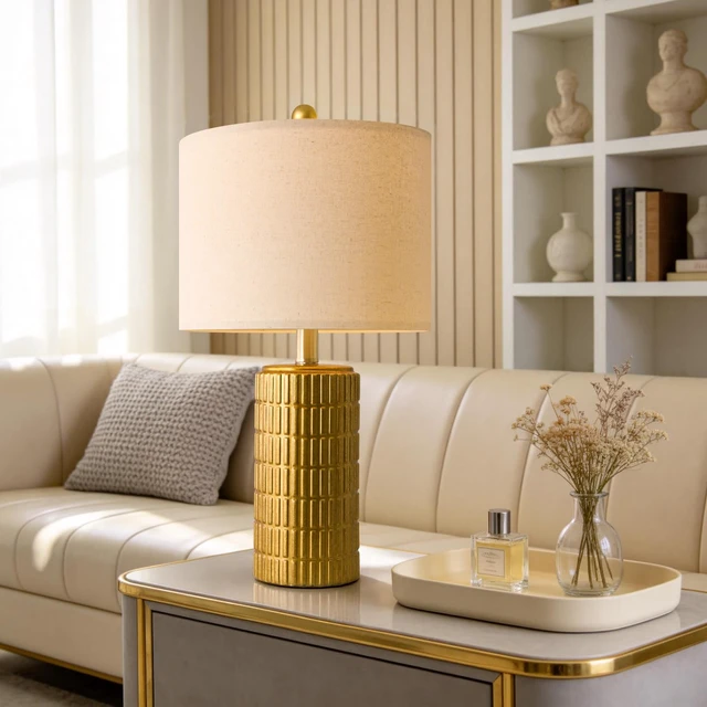 Alt view image 2 of 7 - 20.75" Brass Gold Ceramic Table Lamps Set of 2 for Living Room, Small Retro Bedside Lamps for Bedroom, Nightstand Lamps for Home Decor, Vintage Bronze Decorative Lamp Sideboard Side Table Gifts