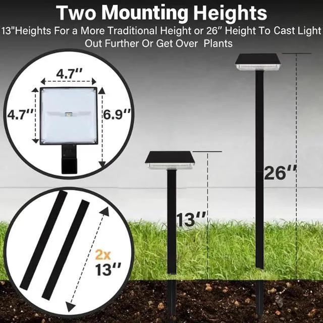 Alt view image 3 of 7 - Solar Pathway Lights 300LM 2-in-1 Warm White & Daylight Modes Black Waterproof Led, for Sidewalk/Driveway/Walkway, Auto Dusk-To-Dawn, Durable Outdoor Landscape Lighting, 6 Pack