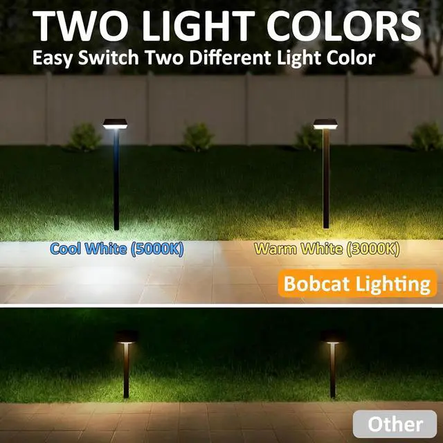 Alt view image 4 of 7 - Solar Pathway Lights 300LM 2-in-1 Warm White & Daylight Modes Black Waterproof Led, for Sidewalk/Driveway/Walkway, Auto Dusk-To-Dawn, Durable Outdoor Landscape Lighting, 6 Pack