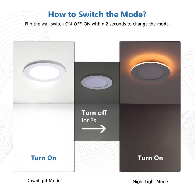 Alt view image 4 of 7 - 6 Inch Canless LED Recessed Lighting with Night Light, 6 Pack Sync & Reset, Dimmable, 2700K-5000K Selectable, Wafer Downlight, Soffit, 12W 1050LM, ETL & Energy Star, IC rated