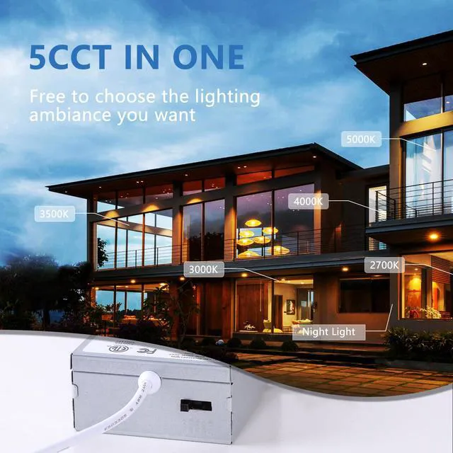 Alt view image 7 of 7 - 6 Inch Canless LED Recessed Lighting with Night Light, 6 Pack Sync & Reset, Dimmable, 2700K-5000K Selectable, Wafer Downlight, Soffit, 12W 1050LM, ETL & Energy Star, IC rated