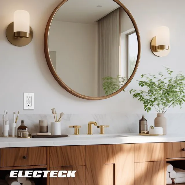 Alt view image 7 of 7 - 10 Pack TR GFCI Outlets 15 Amp, Outdoor GFI, ETL Listed, White Slim Design, 15A GFI, Weather Resistant with LED Indicator, Ground Fault Circuit Interrupter, Wallplate Included