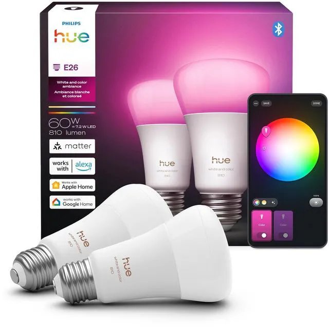 Main image of Smart LED A19 Bulb, 2-Pack White Color Ambiance, Full Spectrum Light 1000K-20000K, 810 Lumens, Dimmable, Works with Alexa, Google& Apple Home