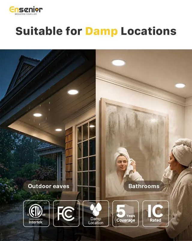Alt view image 5 of 7 - 16 Pack 6 Inch LED Recessed Ceiling Light, 5CCT, 1200LM 12W 120V 2700K-5000K Selectable, 5%-100% Dimmable, Ultra-Thin Canless Wafer Downlight, Aluminum, Damp Rated, ETL&FCC&IC