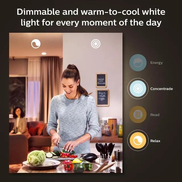 Alt view image 4 of 7 - Smart 60W A19 LED Bulb - White and Color Ambiance Color-Changing Light - 2 Pack - 800LM - E26 - Indoor - Control with Hue App - Works with Alexa, Google Assistant and Apple Homekit