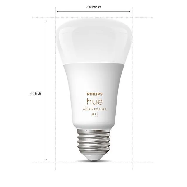 Alt view image 6 of 7 - Smart 60W A19 LED Bulb - White and Color Ambiance Color-Changing Light - 2 Pack - 800LM - E26 - Indoor - Control with Hue App - Works with Alexa, Google Assistant and Apple Homekit