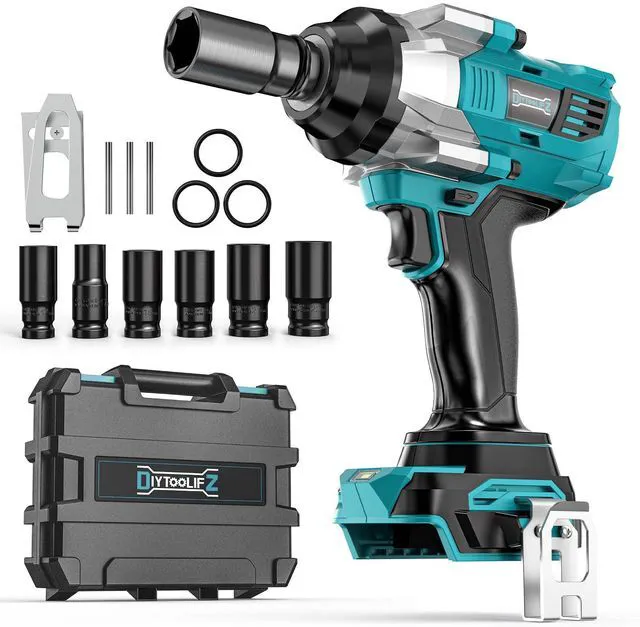 Main image of Cordless Impact Wrench 1/2 inch for Makita 18v Battery, 900FT-LBS (1200N.m) Brushless Electric Impact Gun, High Torque Power Impact Driver with 6Pcs Sockets & Storage Case (Tool Only)