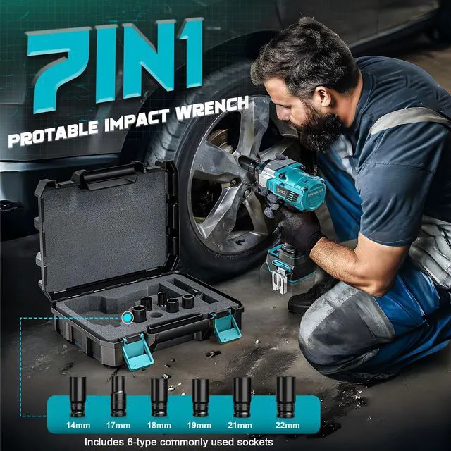 Alt view image 5 of 7 - Cordless Impact Wrench 1/2 inch for Makita 18v Battery, 900FT-LBS (1200N.m) Brushless Electric Impact Gun, High Torque Power Impact Driver with 6Pcs Sockets & Storage Case (Tool Only)