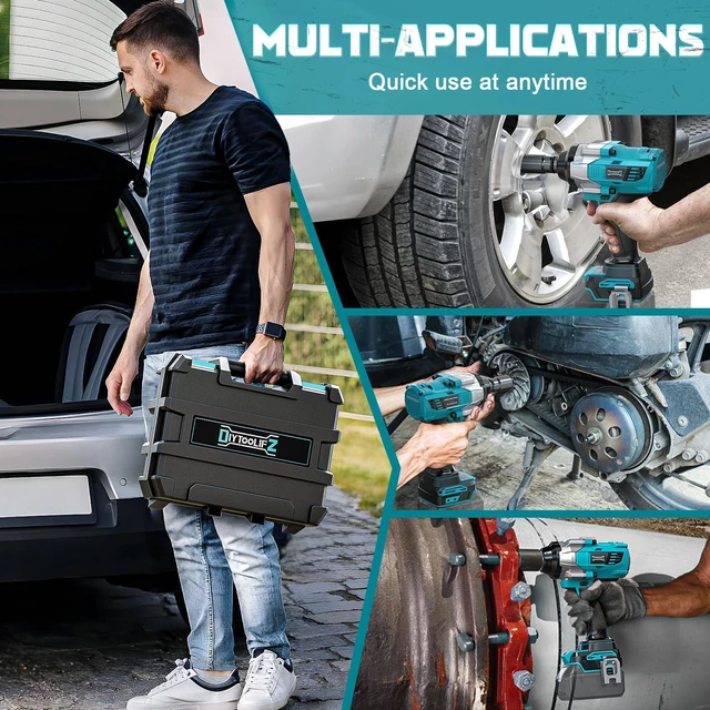 Alt view image 7 of 7 - Cordless Impact Wrench 1/2 inch for Makita 18v Battery, 900FT-LBS (1200N.m) Brushless Electric Impact Gun, High Torque Power Impact Driver with 6Pcs Sockets & Storage Case (Tool Only)