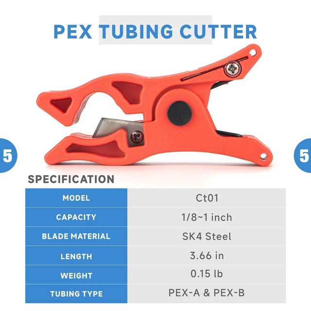 Alt view image 6 of 7 - PEX Crimping Tool Set for Copper Crimp Ring and PEX Cinch Clamp, Crimping and Removing PEX Crimp Fittings 1/2'', 3/4'', 1'', 7 Pieces