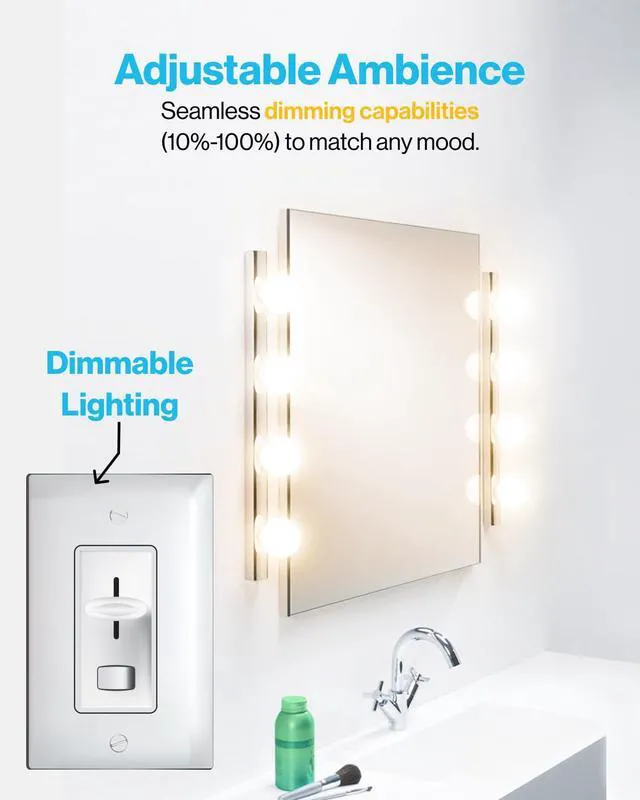 Alt view image 5 of 5 - 36 Pack Vanity Globe Light Bulbs G25 LED for Bathroom Mirror 40W Equivalent 6W, 2700K Soft White, Dimmable, 450 LM, E26 Base, Round Frosted Decorative Bulb, UL & Energy Star Listed
